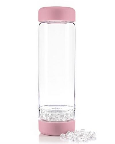 Inu-bloesem-roze-fles Inu Waterfles met bergkristal 0,5L