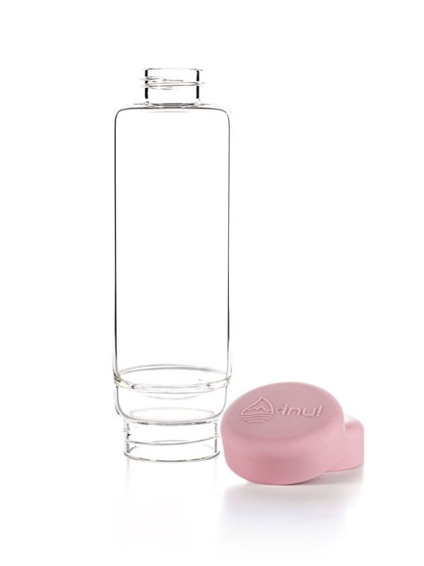 Inu-bloesem-roze-fles-open Inu Waterfles met bergkristal 0,5L