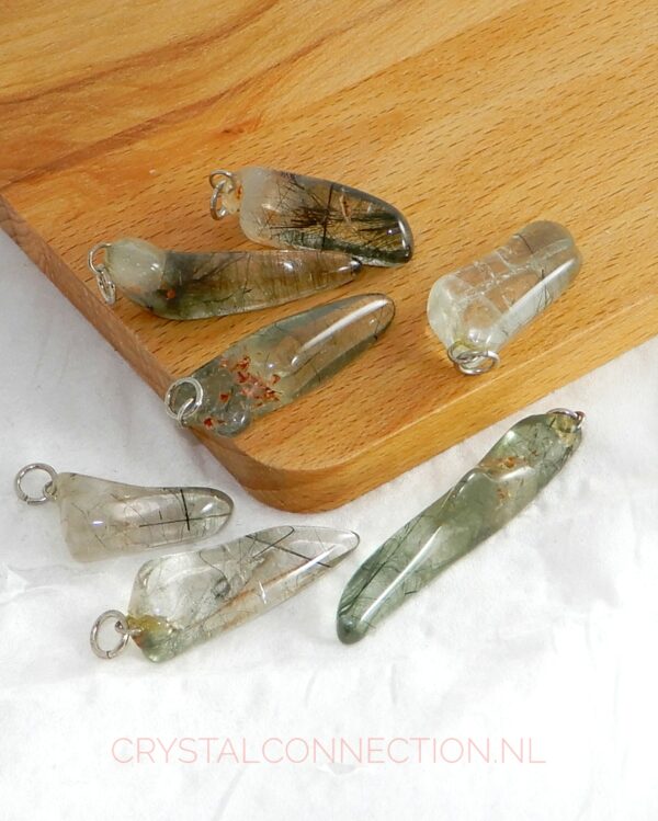 actinoliet-kwarts-hanger Aardbeienkwarts hanger