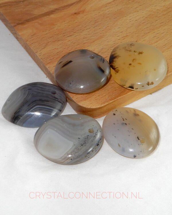 agaat-dendriet-doorboorde-hanger Agaat doorboorde hanger