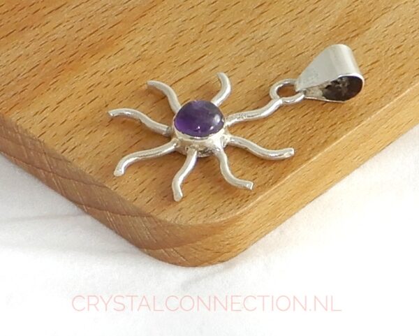 amethist-hanger-zilver-zon-zij1 Amethist zilveren hanger