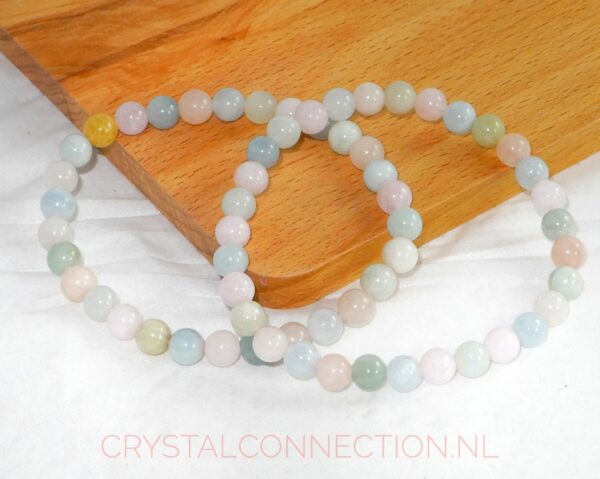 aquamarijn-morganiet-armband-kogels-6mm-2 Aquamarijn met morganiet armband