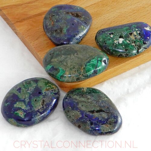 azuriet-malachiet-schijfsteen-20-30g Azuriet-malachiet schijfsteen