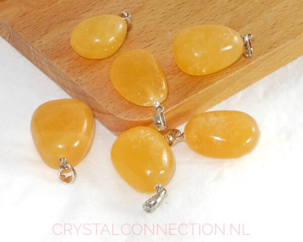 calciet-oranje-hanger-zilv-oogje Calciet druppelhanger