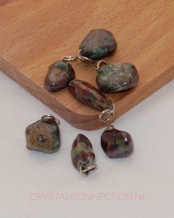 chrysocolla-hanger-met-koper-scaled Saffier hanger