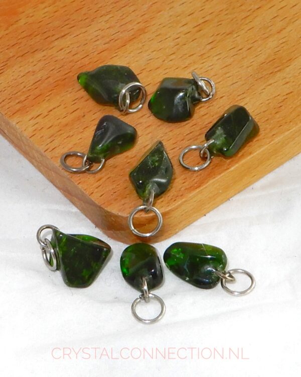 diopsiet-chroom-hanger Danburiet geel trommelsteen