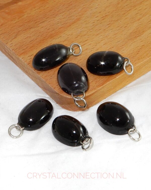 diopsiet-ster-hanger-groot Danburiet geel trommelsteen