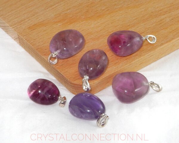 fluoriet-paars-hanger-zilv-oogje Fluoriet hanger