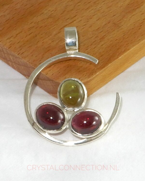 granaat-peridoot-hanger-zilver Granaat-Peridoot zilveren hanger