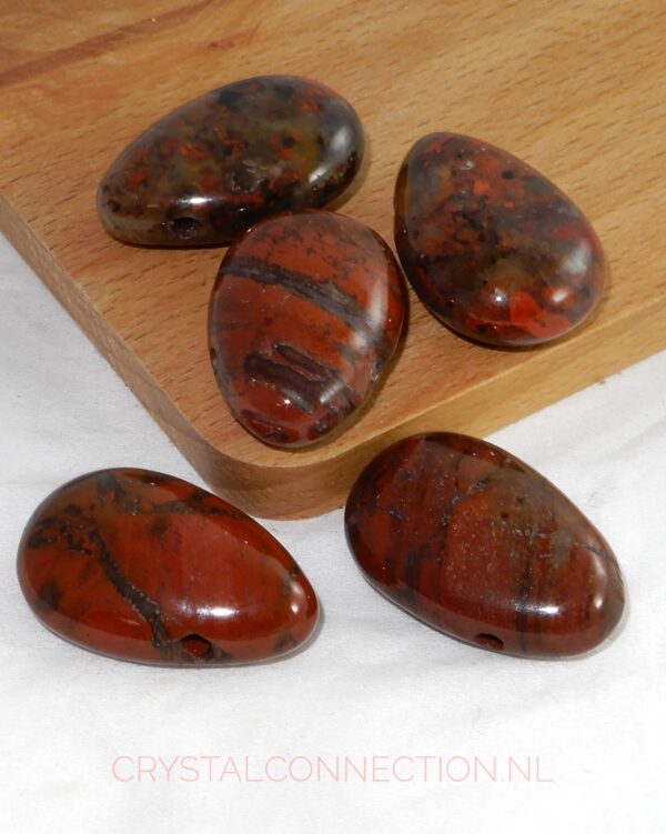 jaspis-bonte-doorboorde-hanger Jaspis breccie doorboorde hanger