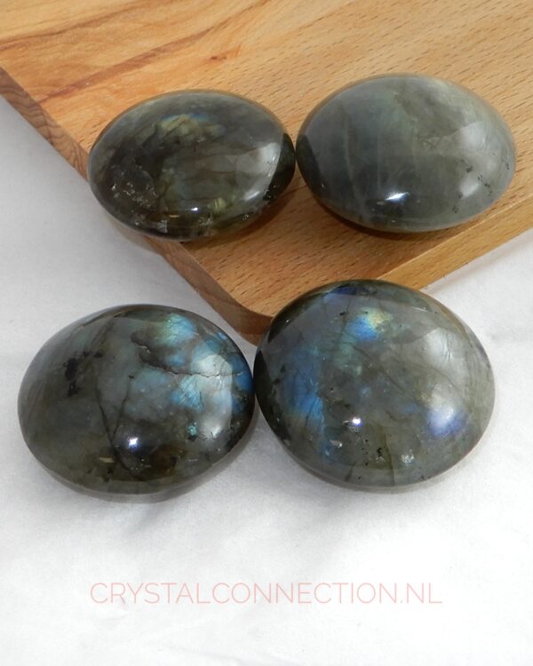 labradoriet-geslepen-disk Labradoriet goud trommelsteen