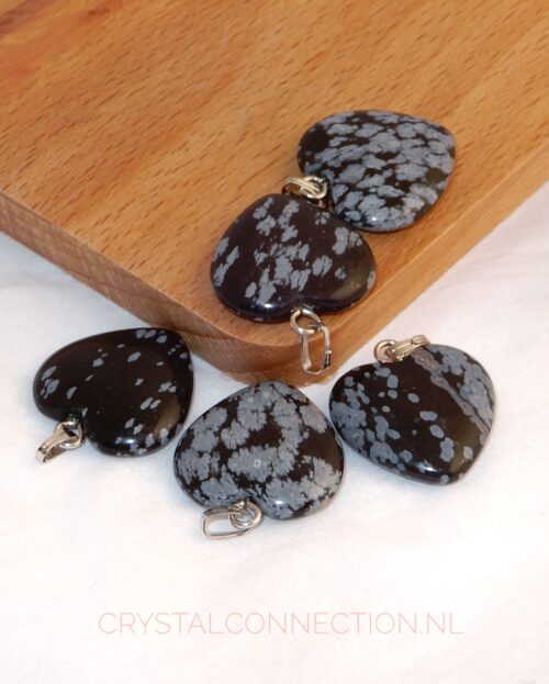 Obsidiaan sneeuwvlok hanger hartje