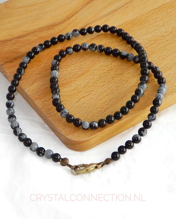 obsidiaan-sneeuwvlok-ketting-42cm Hyperstheen armband