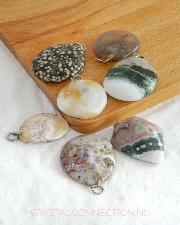 oceaan-jaspis-hanger-plat-middel Oceaan jaspis doorboorde hanger