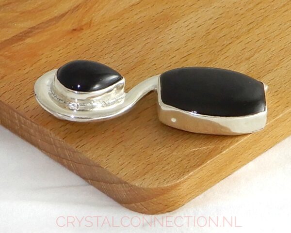 Onyx zilveren hanger