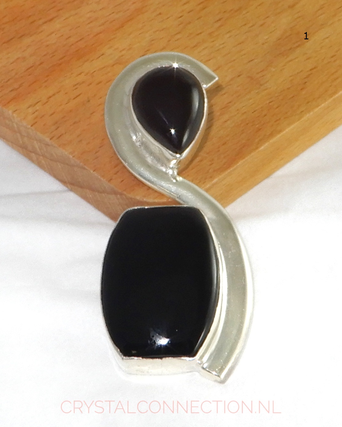 Onyx zilveren hanger