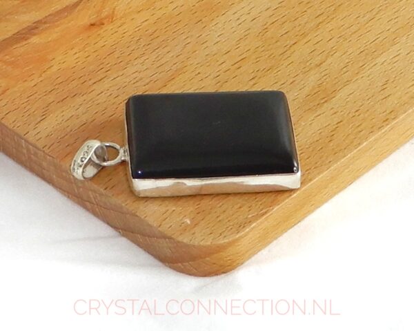 Onyx zilveren hanger