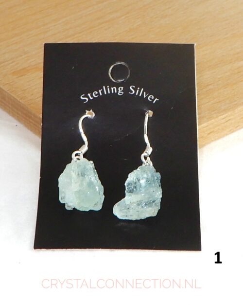 Aquamarijn oorhanger zilver