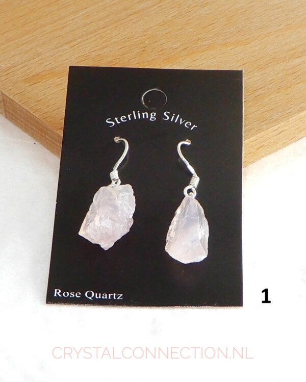 oorhanger-rozekwarts-no1 Rozekwarts oorhanger zilver