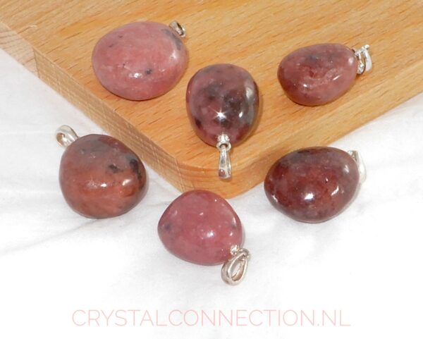 rhodoniet-hanger-zilv-oogje Rhodoniet donut