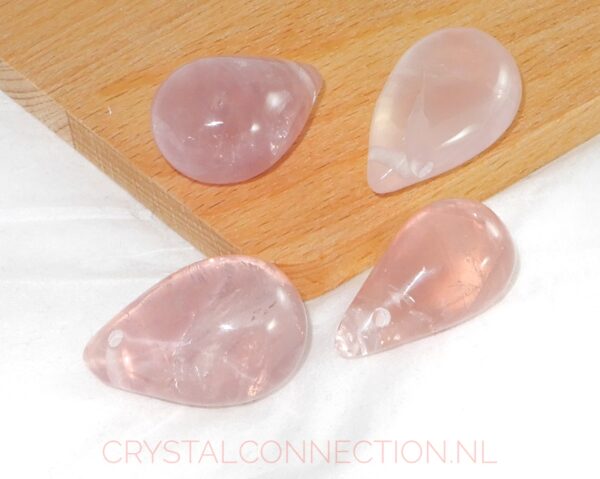 rozekwarts-doorboorde-hanger-druppel-a-kwaliteit Rozekwarts doorboorde hanger