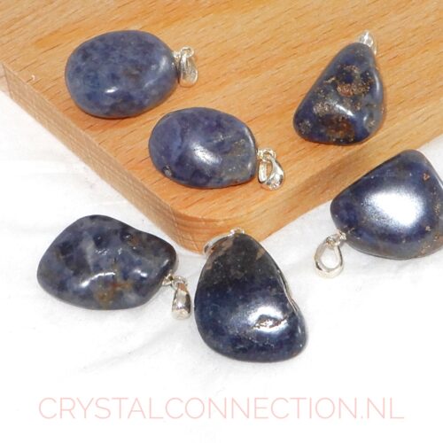 saffier-hanger-zilv-oogje Saffier hanger