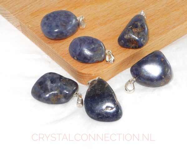 saffier-hanger-zilv-oogje Saffier hanger