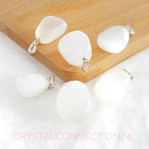 seleniet-hanger-zilv-oogje Seleniet hanger