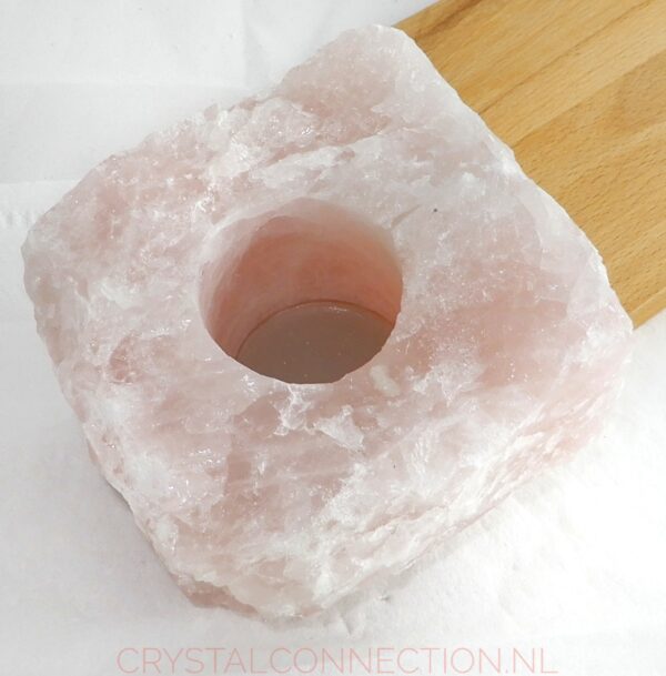 waxinelicht-rozekwarts-no1 Bergkristal waxinelichthouder