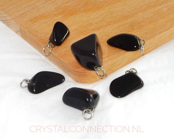 zilver-goud-obsidiaan-hanger-middel Obsidiaan goud-zilver-zwart hanger