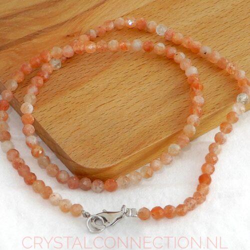 zonnesteen-ketting-facet-4mm Zonnesteen ketting